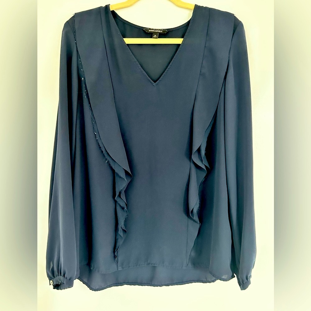 Banana republic navy crepe blouse